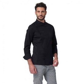 Giacca chef elasticizzata-richard-giacca-cuoco-nera-cotone-elasticizzato-siggi-westrose